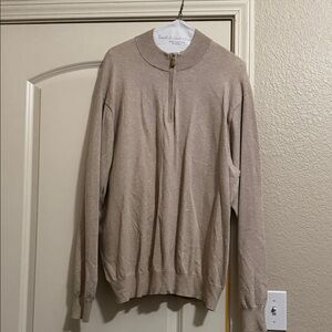 Peter Millar Men's Beige Half-Zip Sweater